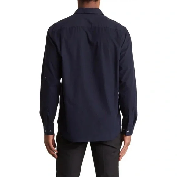 NWT Theory Men’s Irving PA Soft Cotton Cord Shirt Navy L